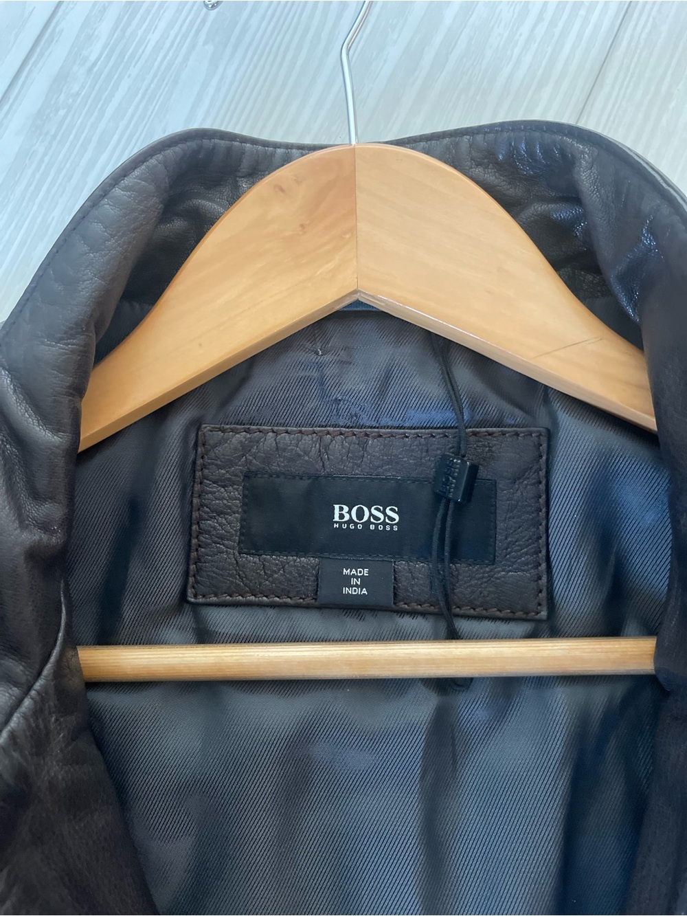 Hugo Boss leather jacket moto full zip - Picture 6 of 13